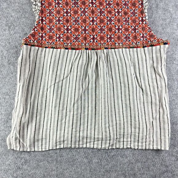 Savanna Jane Top Womens 3X Floral Embroidered Striped Flutter Sleeve Shirt Boho - Picture 9 of 13